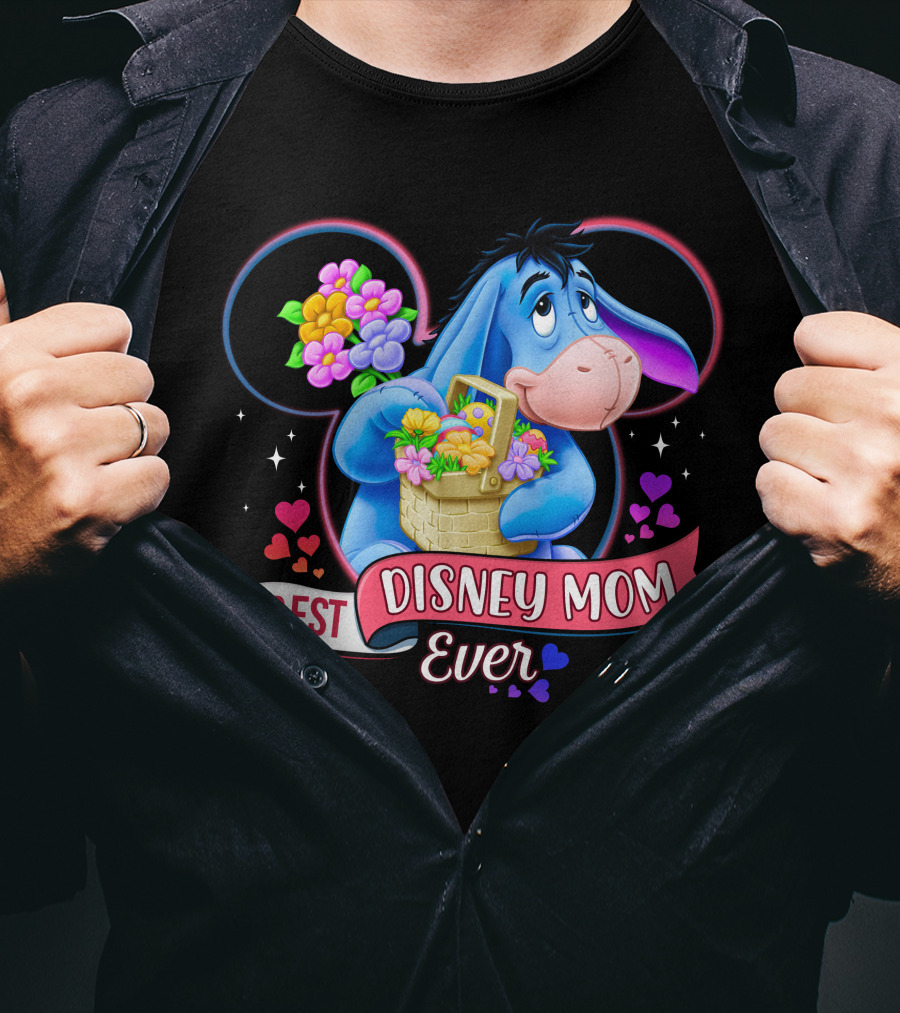 Best Disney Mom Ever Eeyore Flower Basket Mickey Mouse Head T-Shirt