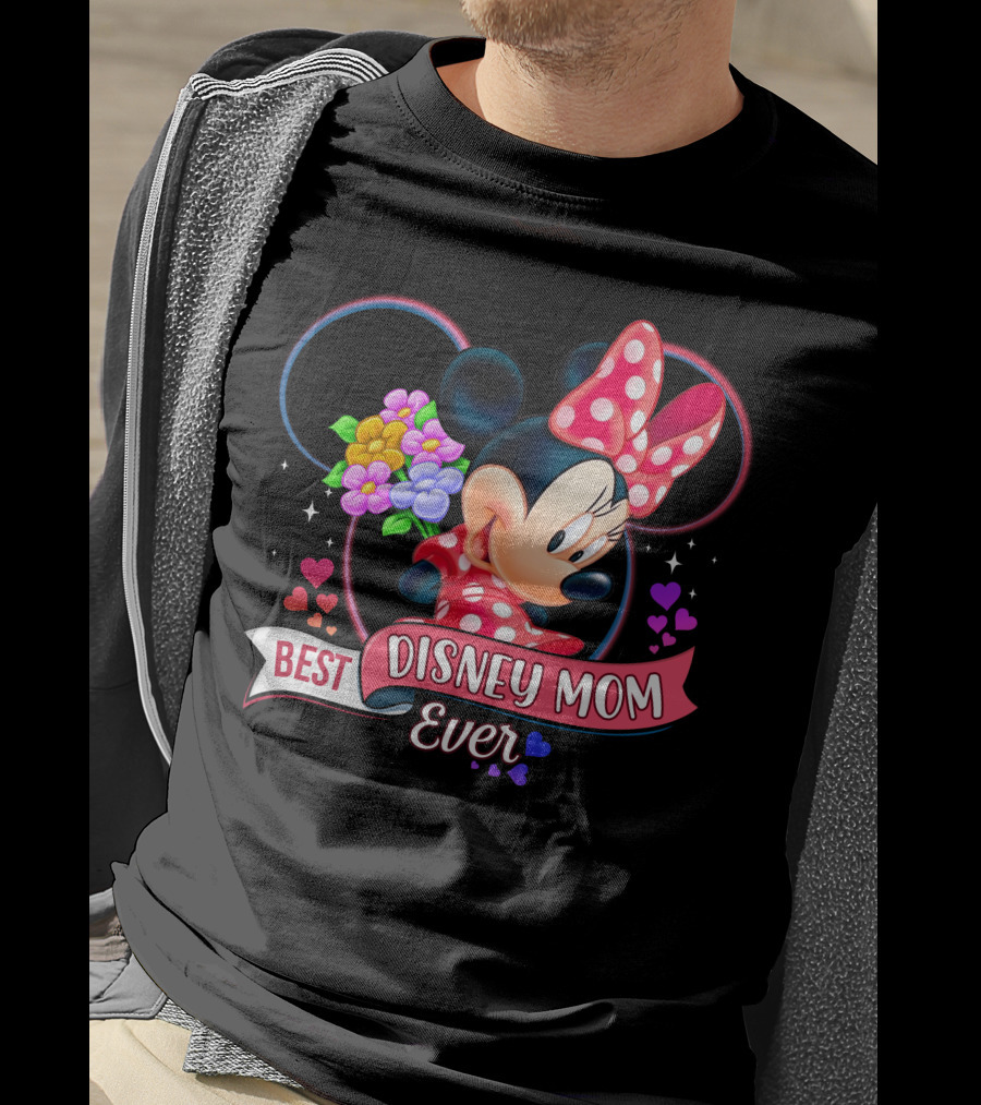 Best Disney Mom Ever Minnie Mouse Flowers Hearts T-Shirt