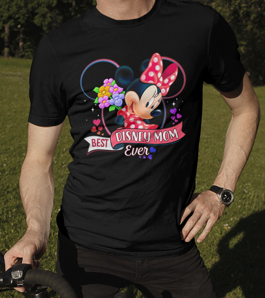 Best Disney Mom Ever Minnie Mouse Flowers Hearts T-Shirt