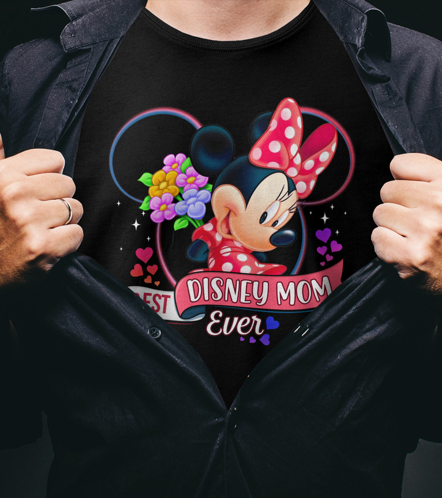Best Disney Mom Ever Minnie Mouse Flowers Hearts T-Shirt