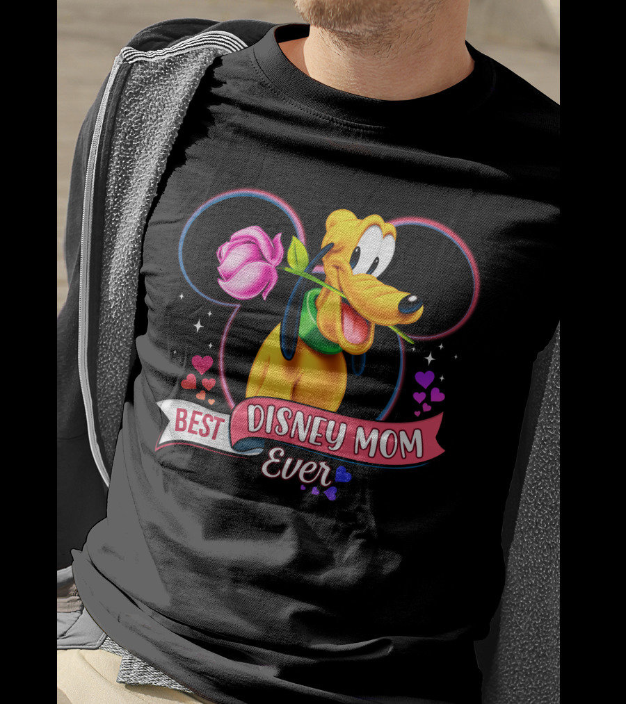 Best Disney Mom Ever Pluto Heart Rose T-Shirt
