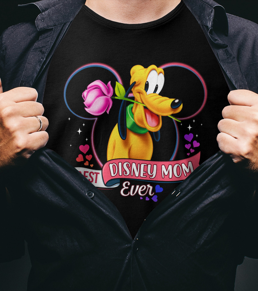 Best Disney Mom Ever Pluto Heart Rose T-Shirt