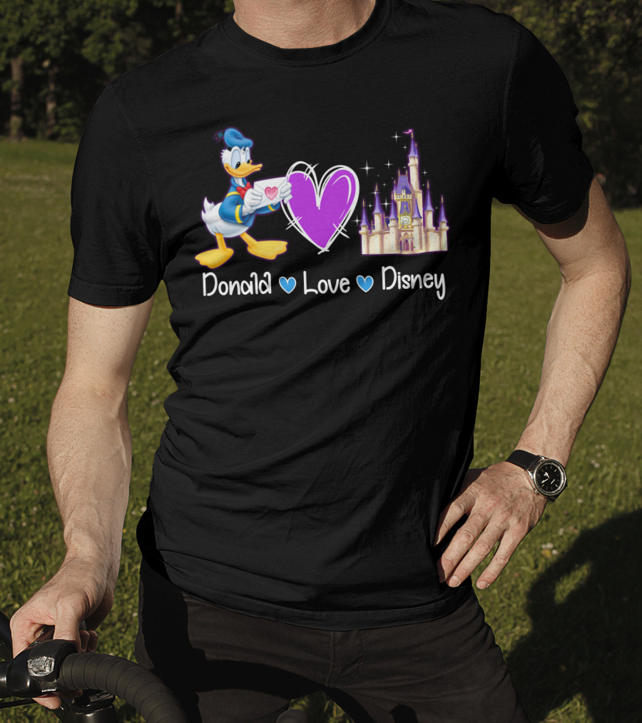 Donald Love Disney Purple Heart Iconic Castle T-Shirt