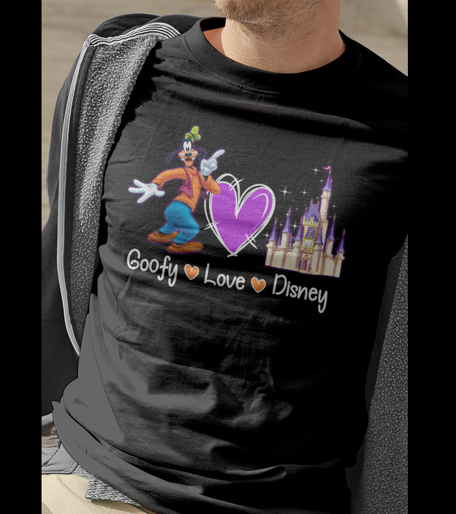 Goofy Love Disney Heart Castle T-Shirt