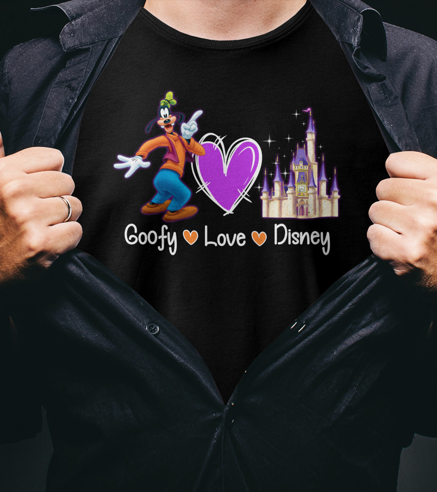 Goofy Love Disney Heart Castle T-Shirt