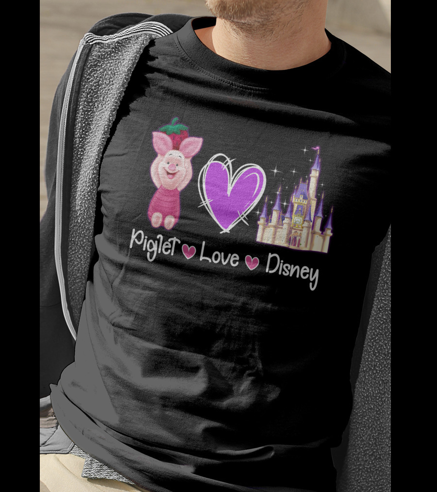 Piglet Love Disney Castle Magic Heart T-Shirt