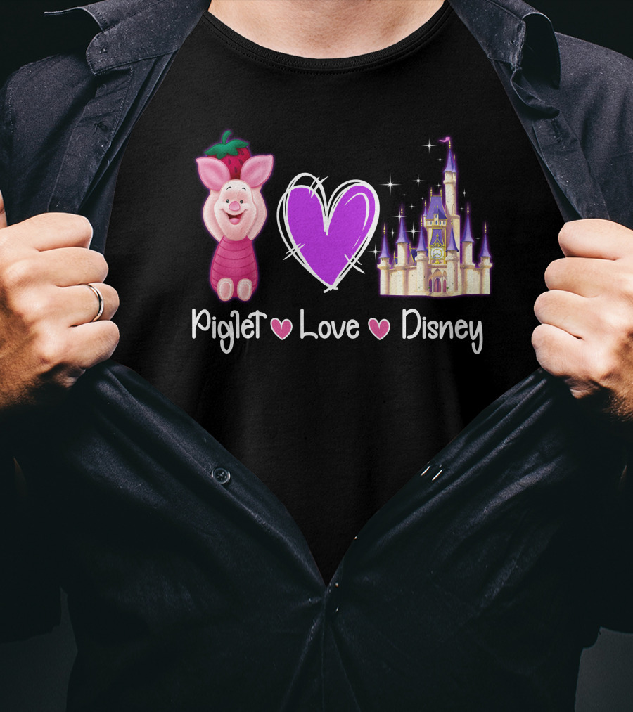 Piglet Love Disney Castle Magic Heart T-Shirt