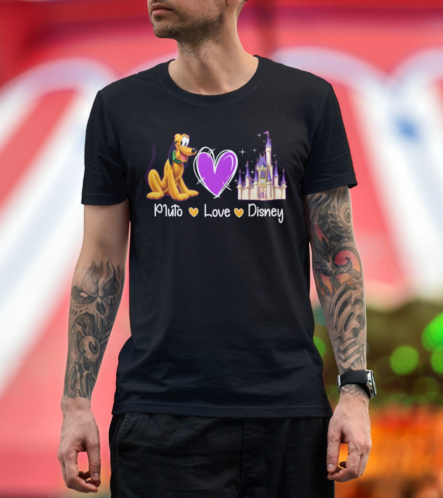 Pluto Love Disney Heart Castle T-Shirt