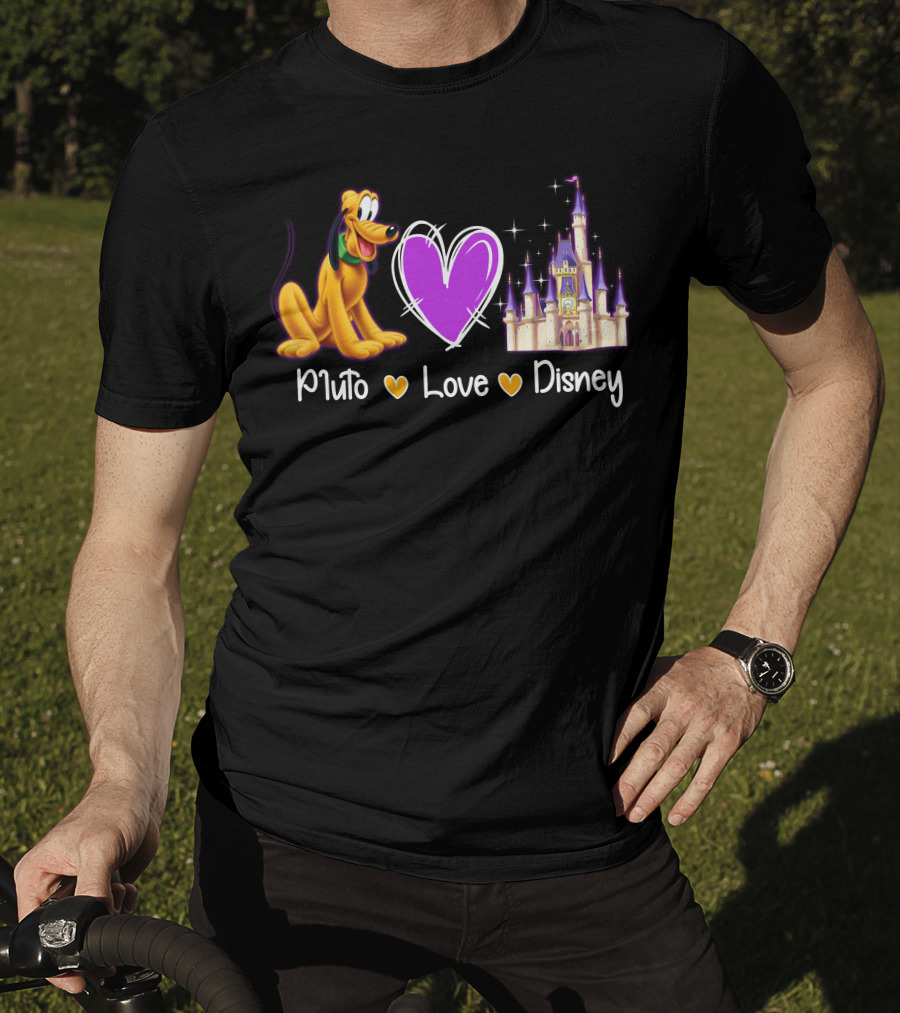 Pluto Love Disney Heart Castle T-Shirt