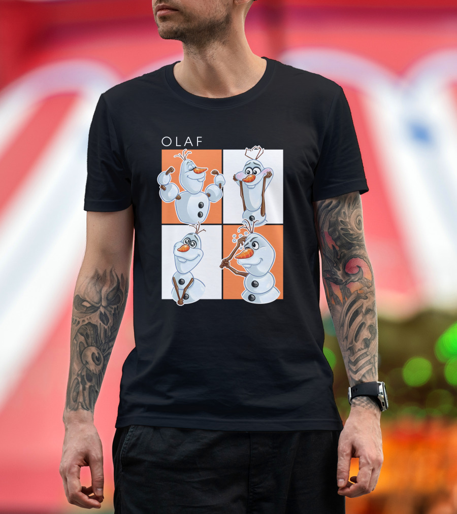 Olaf Snowman Character Expression Panels T-Shirt