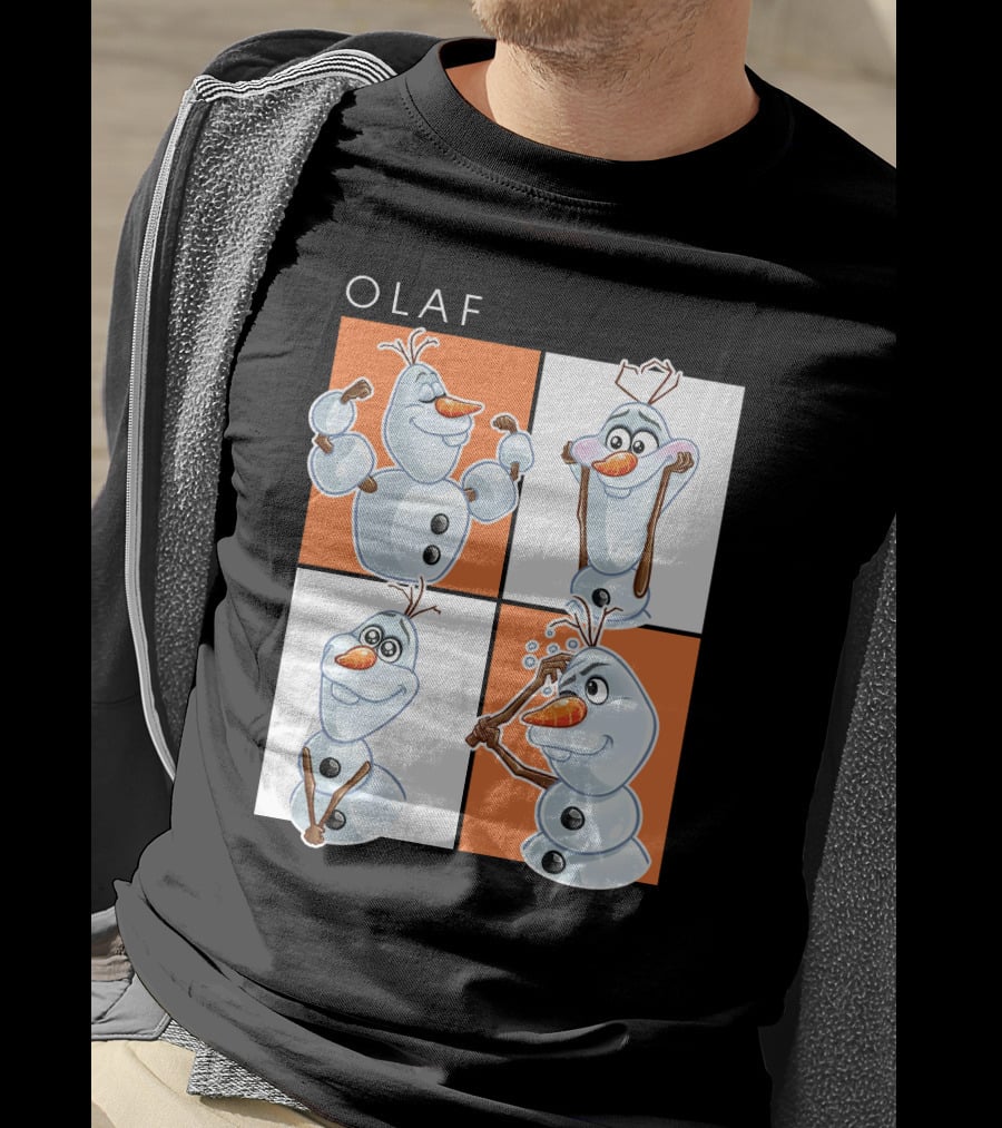 Olaf Snowman Character Expression Panels T-Shirt