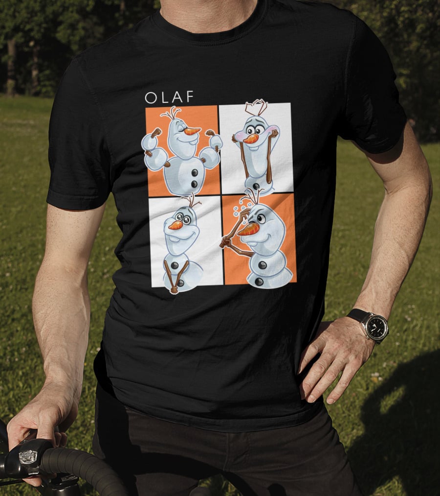 Olaf Snowman Character Expression Panels T-Shirt