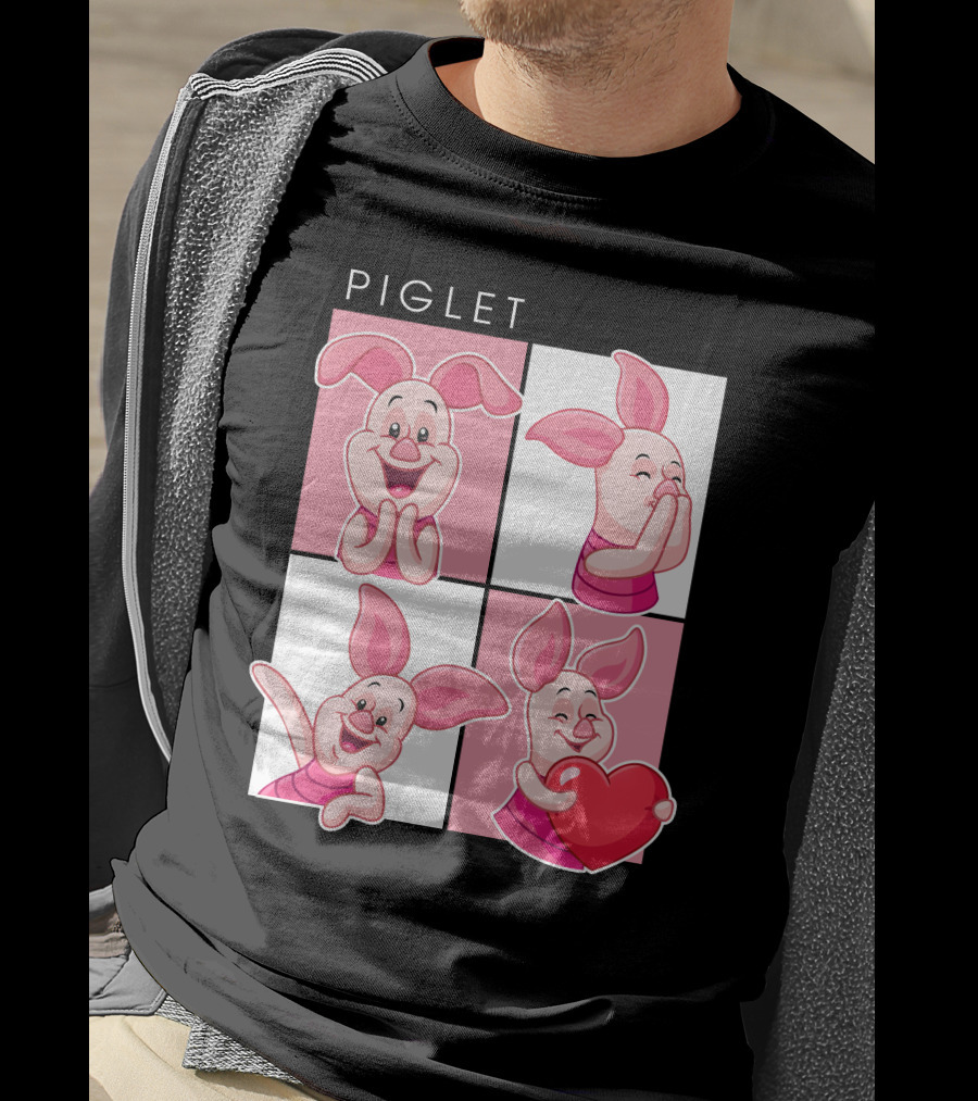 Piglet Cute Expressions With Heart T-Shirt