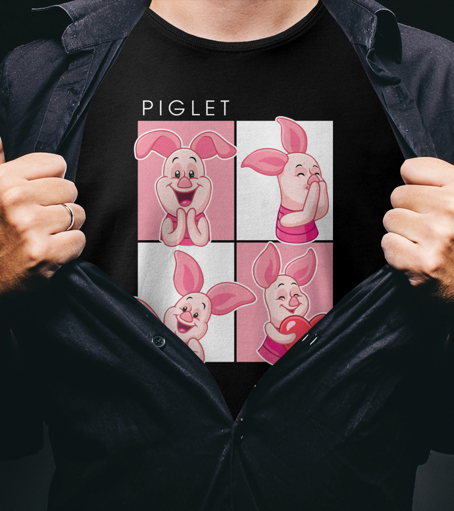 Piglet Cute Expressions With Heart T-Shirt