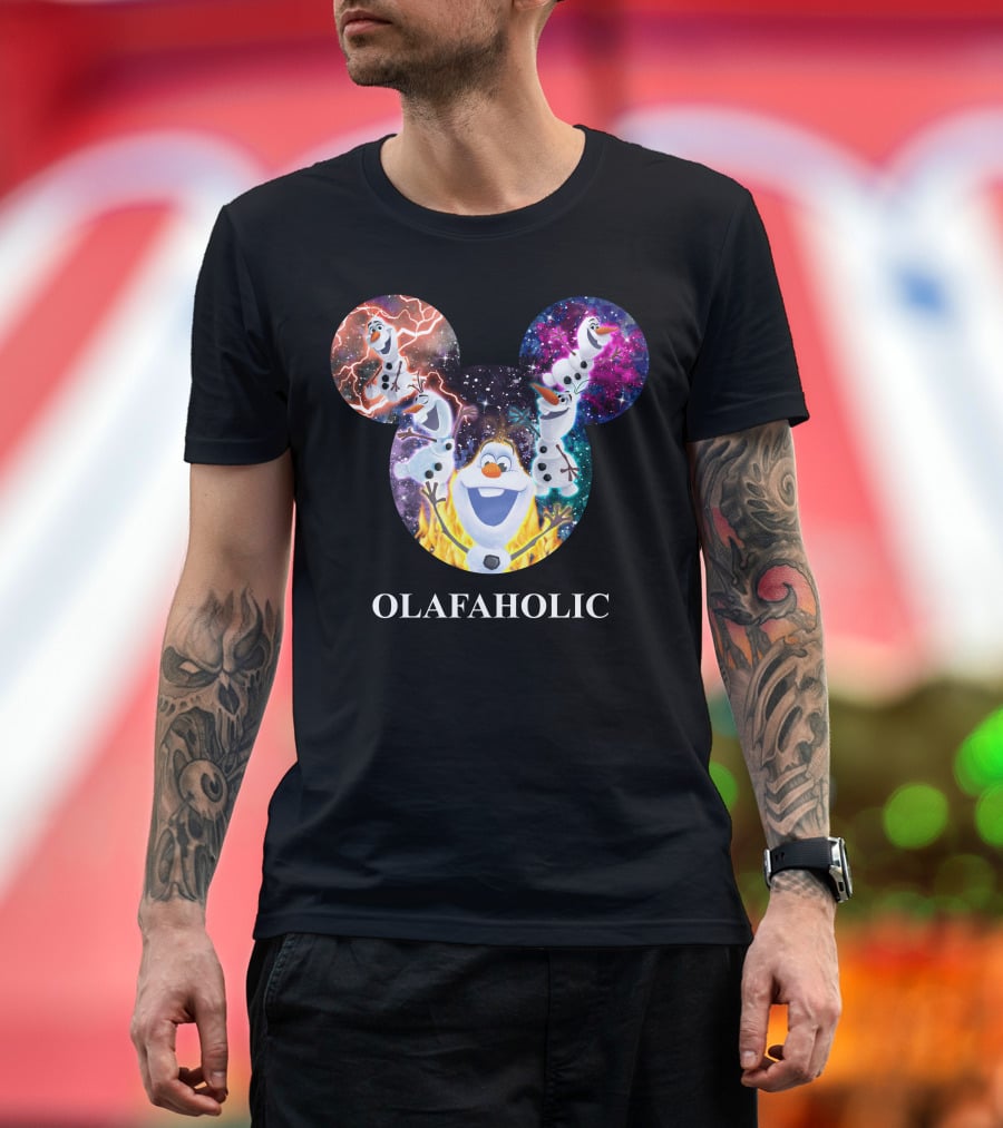 Olaf Olafholic Disney Frozen Olaf Galaxy Flame Mickey Ears T-Shirt