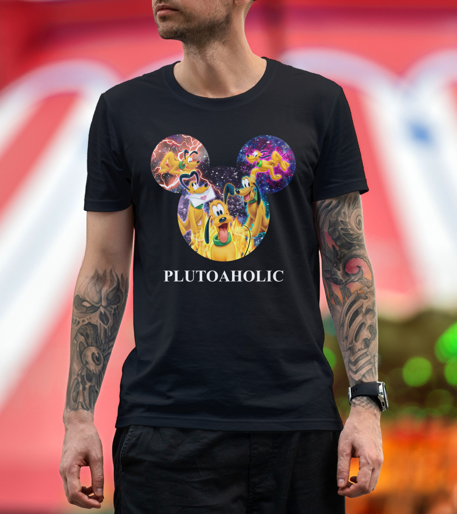 Plutoaholic Pluto Character Cosmic Adventure Mickey Ears T-Shirt