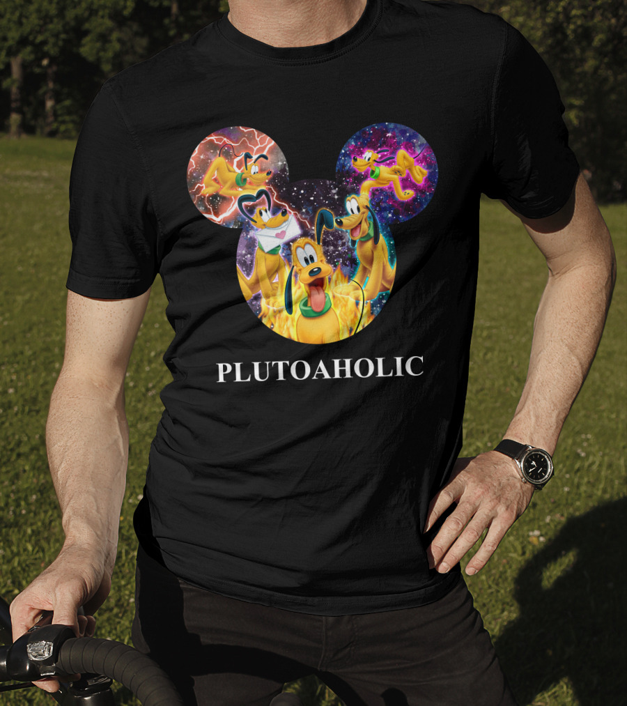 Plutoaholic Pluto Character Cosmic Adventure Mickey Ears T-Shirt