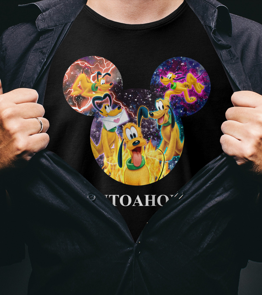 Plutoaholic Pluto Character Cosmic Adventure Mickey Ears T-Shirt