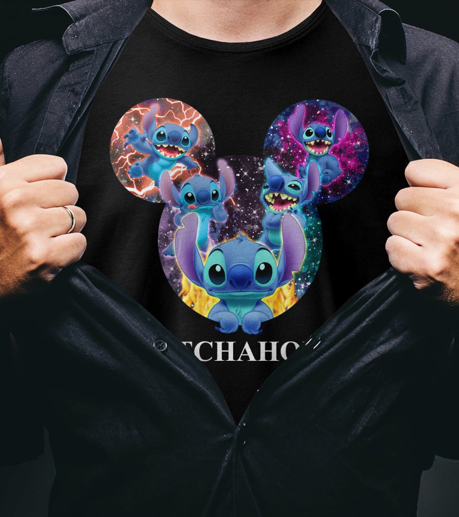 Stitchaholic Disney Stitch Mickey Mouse Head Galaxy T-Shirt