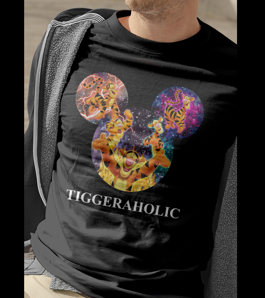 Tiggeraholic Tigger In Disney Mickey Mouse Head Galaxy T-Shirt
