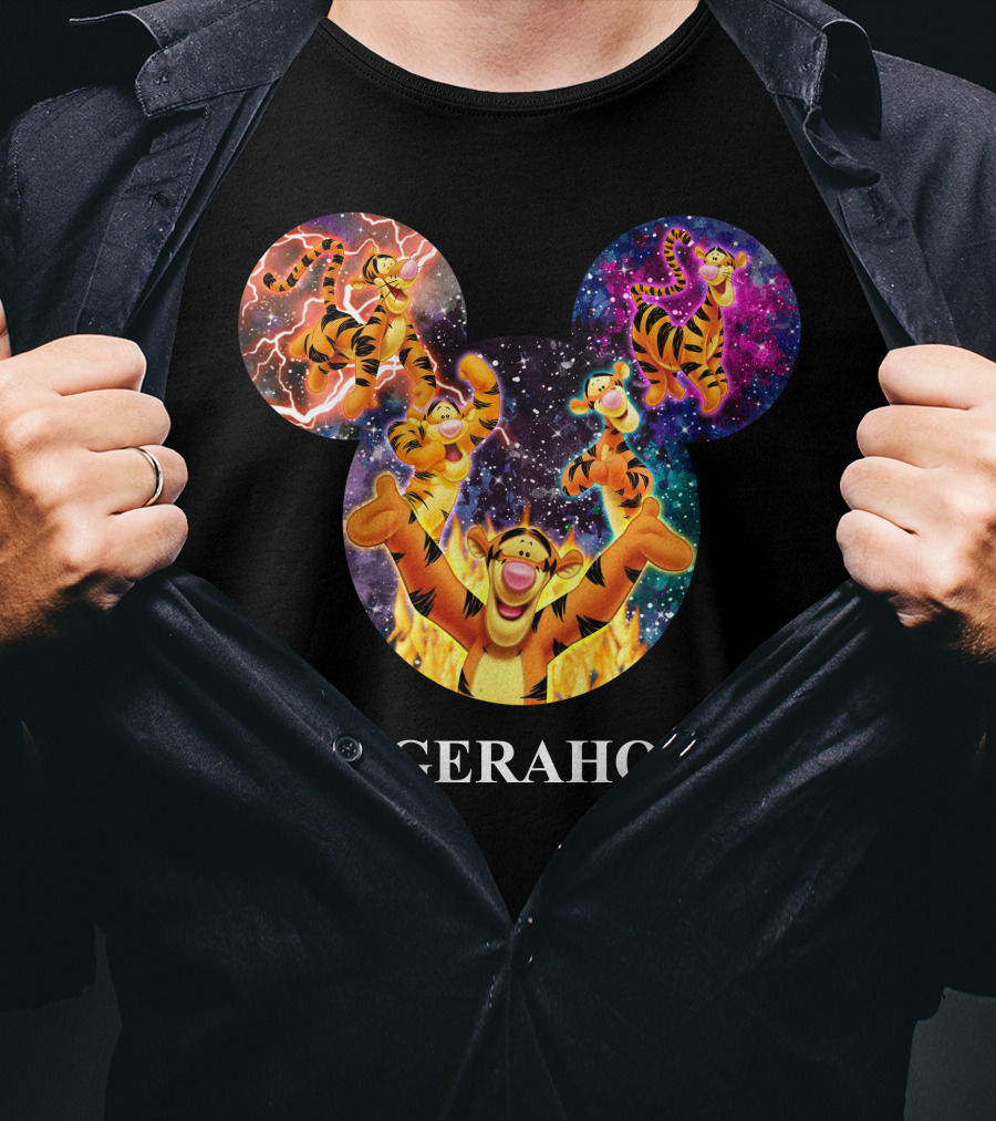 Tiggeraholic Tigger In Disney Mickey Mouse Head Galaxy T-Shirt