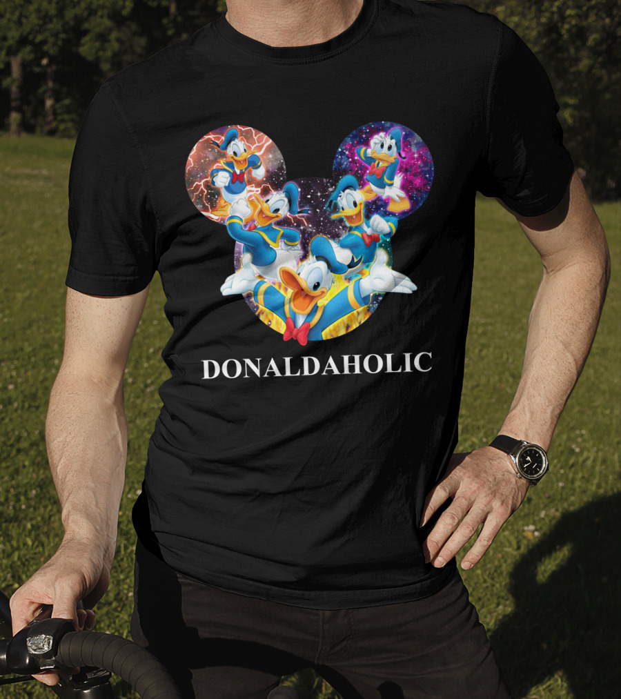 Donaldaholic Mickey Mouse Ears Pattern With Donald Duck Characters T-Shirt
