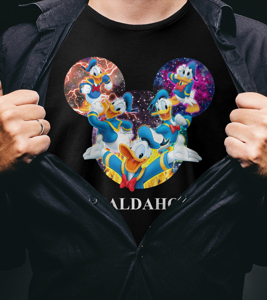 Donaldaholic Mickey Mouse Ears Pattern With Donald Duck Characters T-Shirt