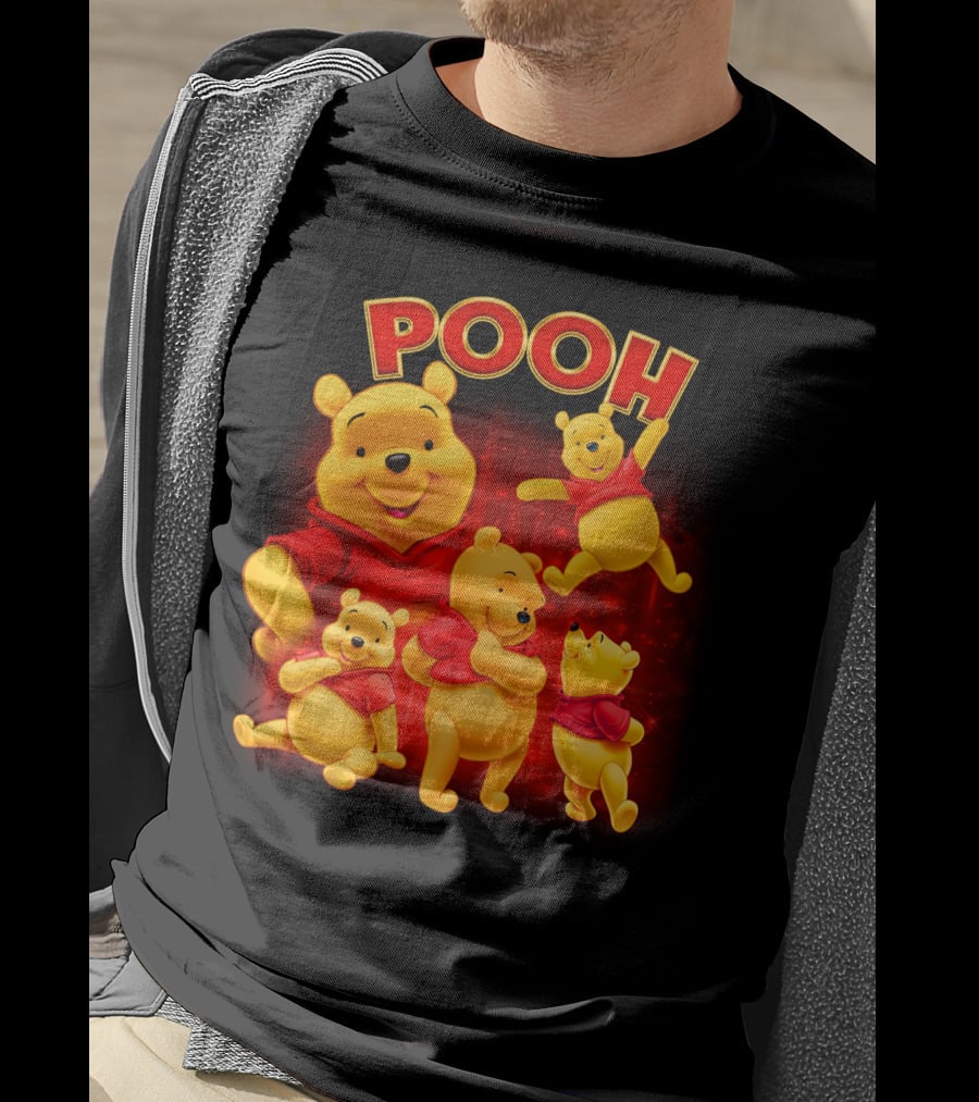 Pooh Winnie The Pooh Multiple Poses Red T-Shirt