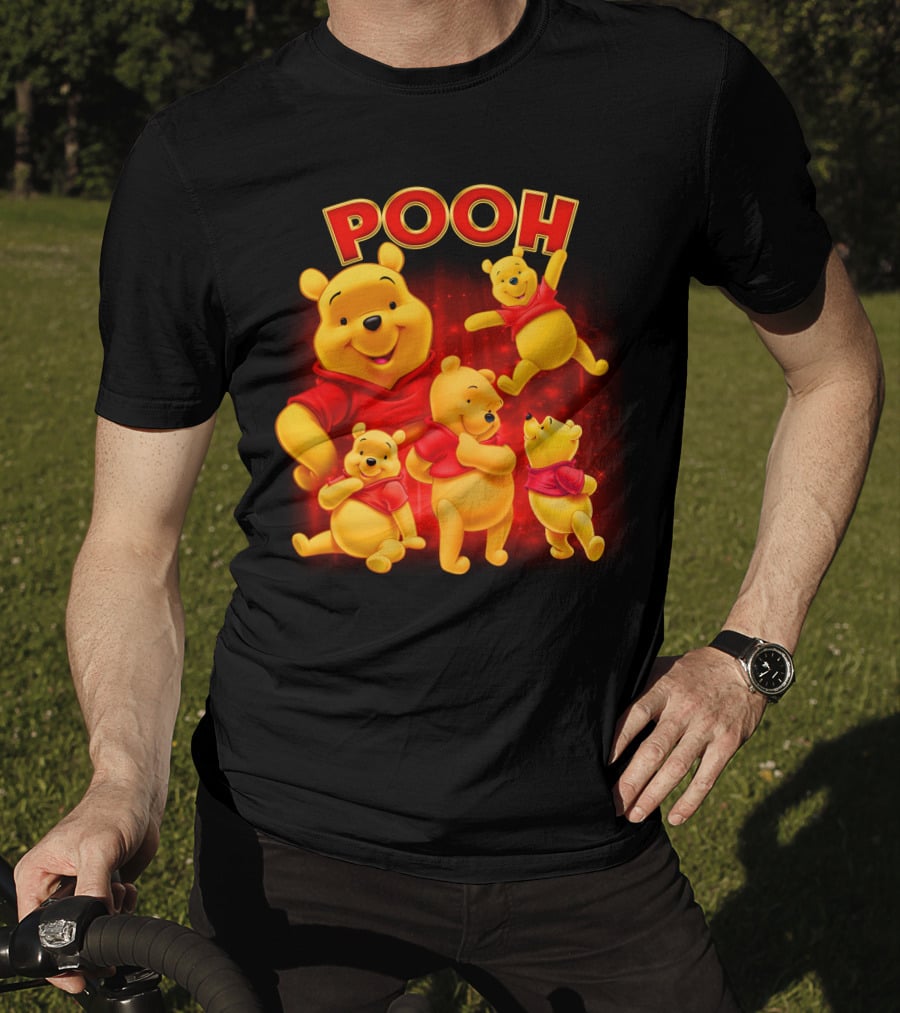 Pooh Winnie The Pooh Multiple Poses Red T-Shirt