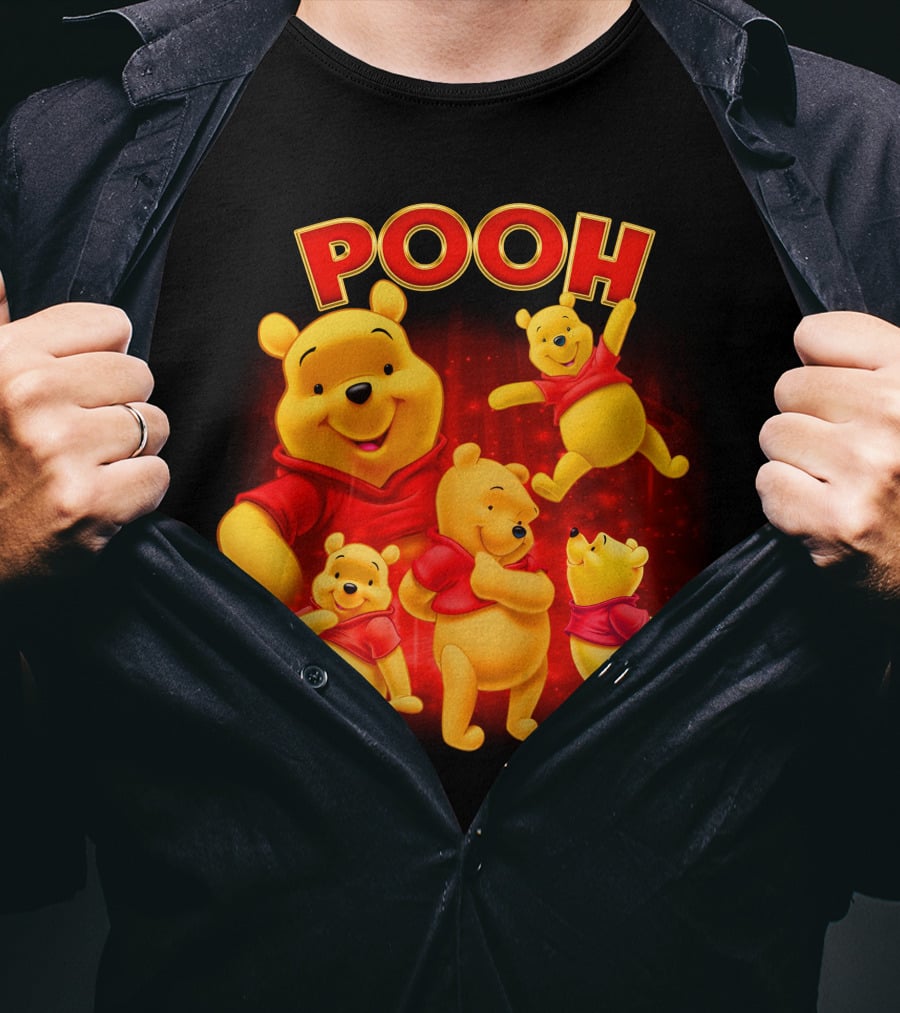 Pooh Winnie The Pooh Multiple Poses Red T-Shirt