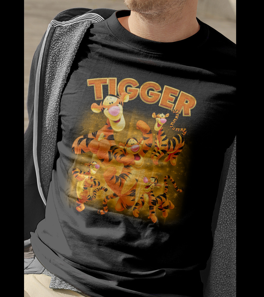 Tigger Character Collage In Vibrant Orange And Yellow T-Shirt