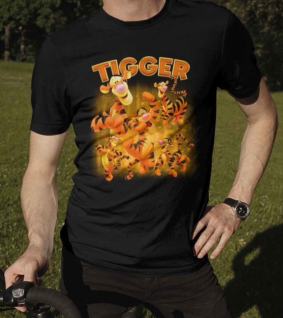 Tigger Character Collage In Vibrant Orange And Yellow T-Shirt