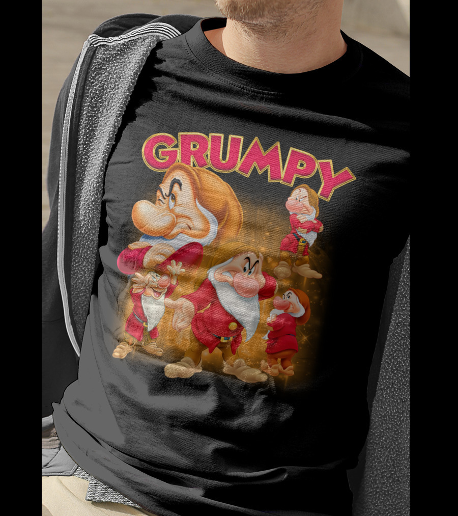 Grumpy The Dwarf Classic Character Expression Montage T-Shirt