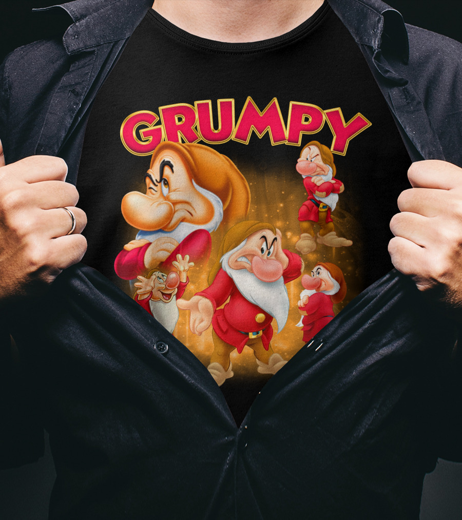 Grumpy The Dwarf Classic Character Expression Montage T-Shirt
