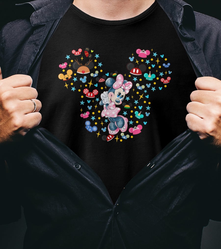 Minnie Mouse Iconic Bow Polka Dots And Mickey Ears Celebration T-Shirt