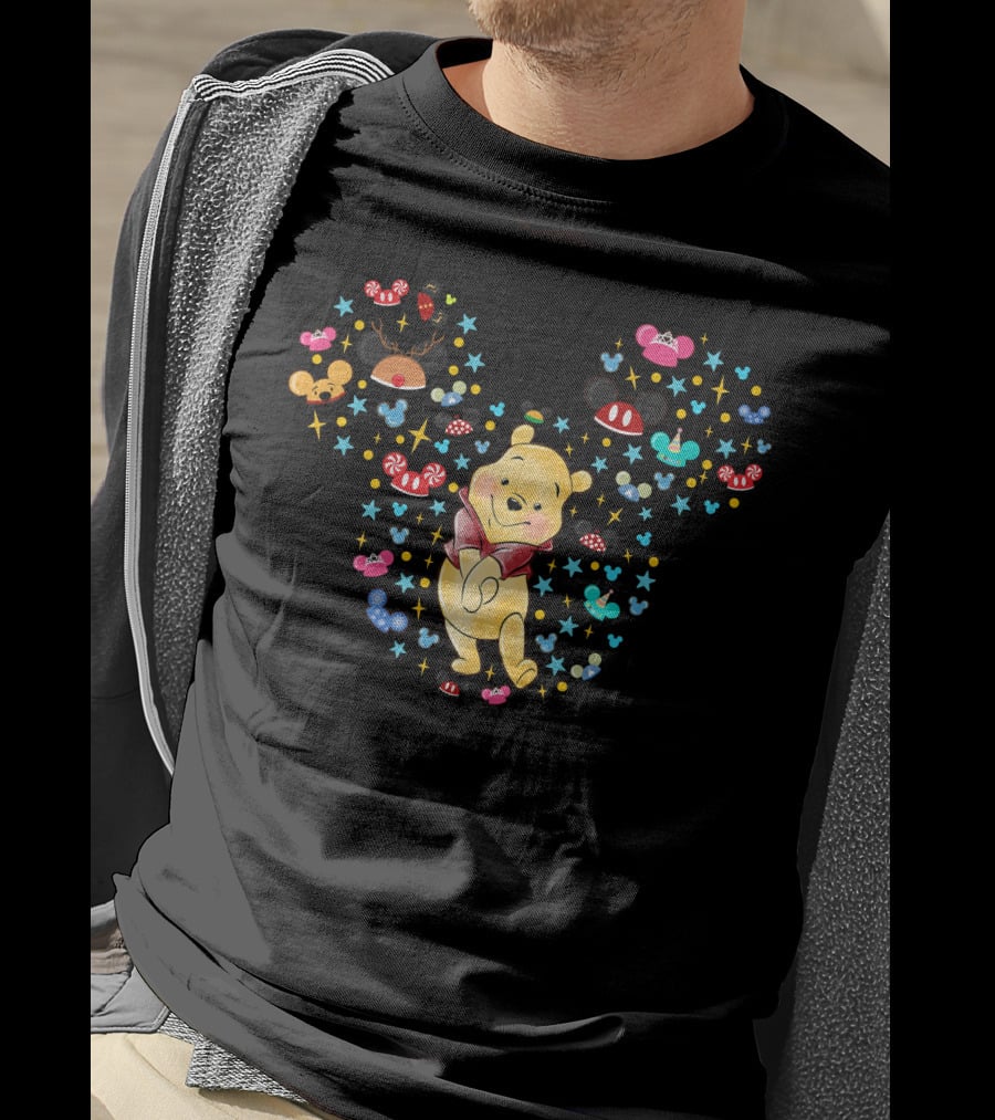 Winnie The Pooh Mickey Ears With Mouse Ears And Candy Elements T-Shirt