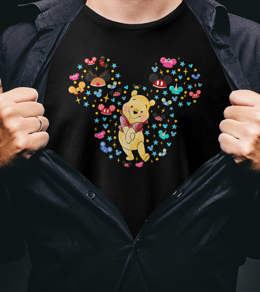 Winnie The Pooh Mickey Ears With Mouse Ears And Candy Elements T-Shirt