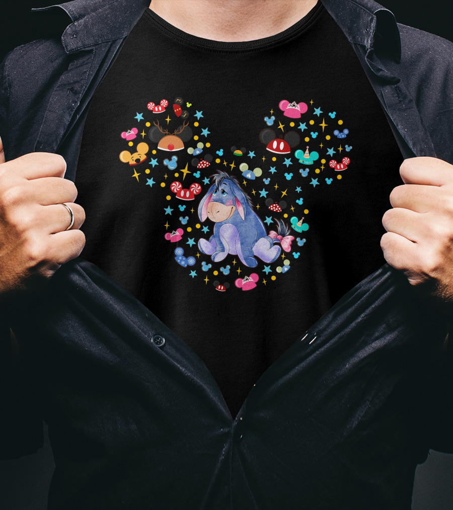 Eeyore Disney Mickey Ears Colorful Icons T-Shirt