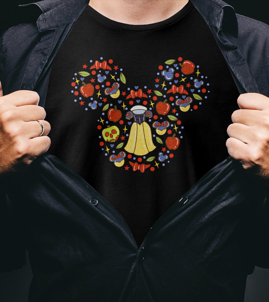 Snow White Mickey Mouse Ears With Apples And Bow Accents T-Shirt