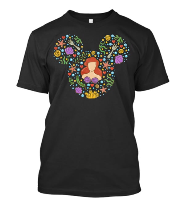 Ariel Little Mermaid Disney Mickey Mouse Ears Ocean Theme T-Shirt
