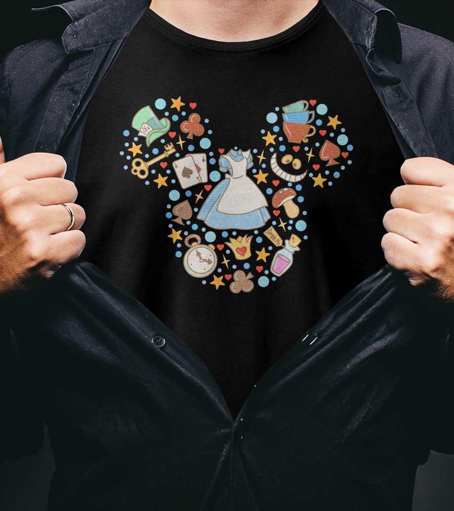 Alice In Wonderland Tea Party Iconic Symbols Disney Elements T-Shirt