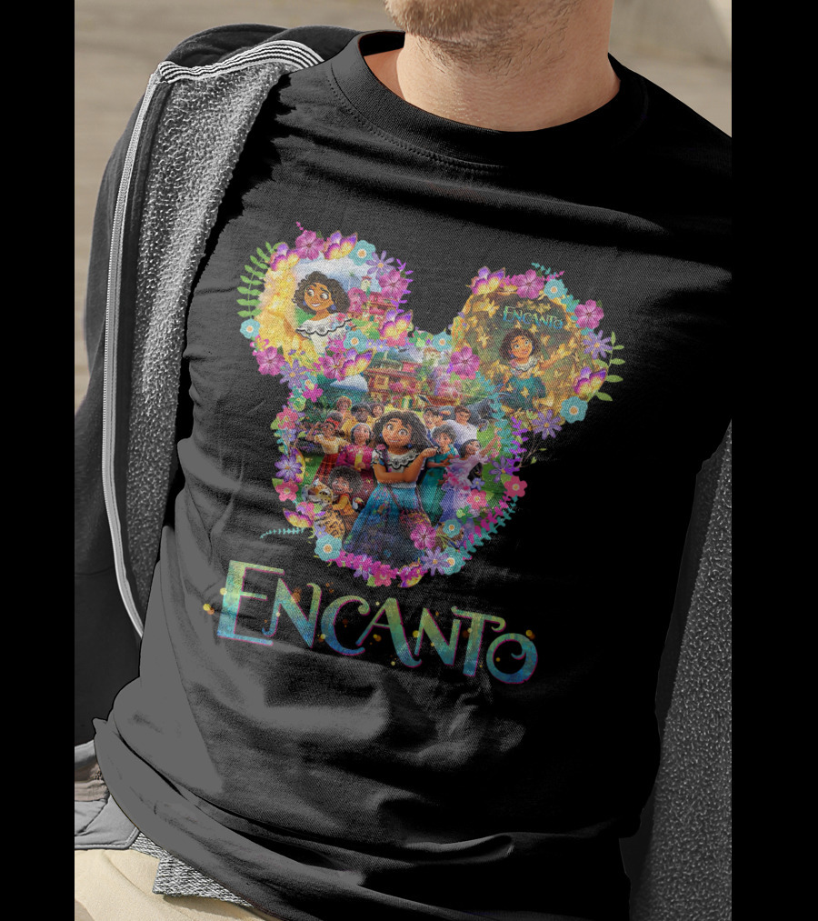 Encanto Disney Mirabel Mickey Mouse Head Floral Collage T-Shirt