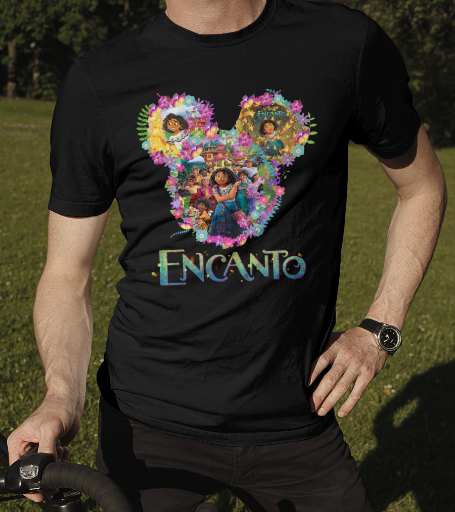 Encanto Disney Mirabel Mickey Mouse Head Floral Collage T-Shirt