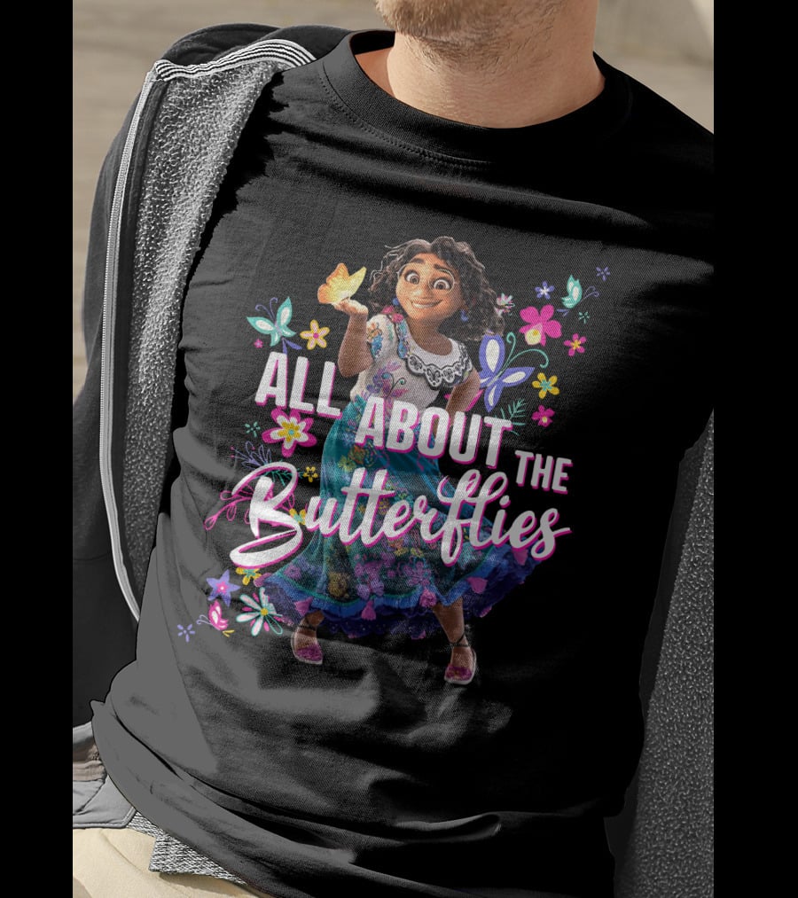 All About The Butterflies Colorful Floral Character T-Shirt
