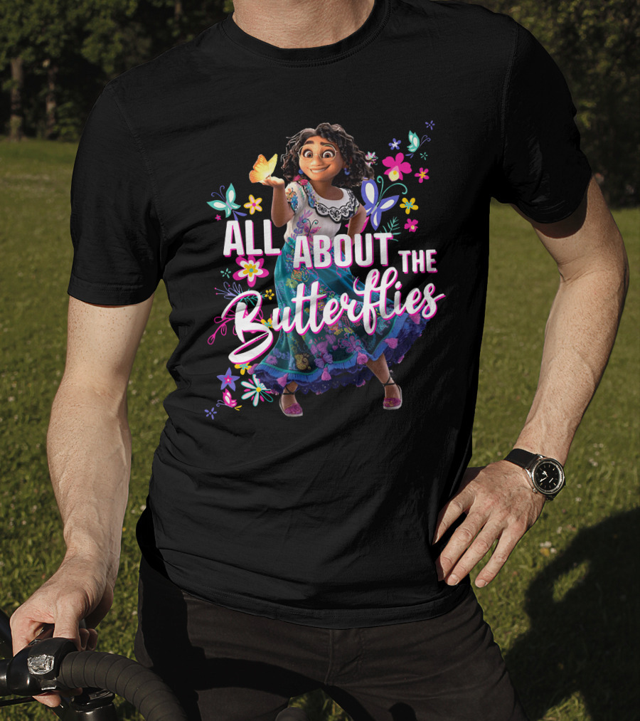 All About The Butterflies Colorful Floral Character T-Shirt