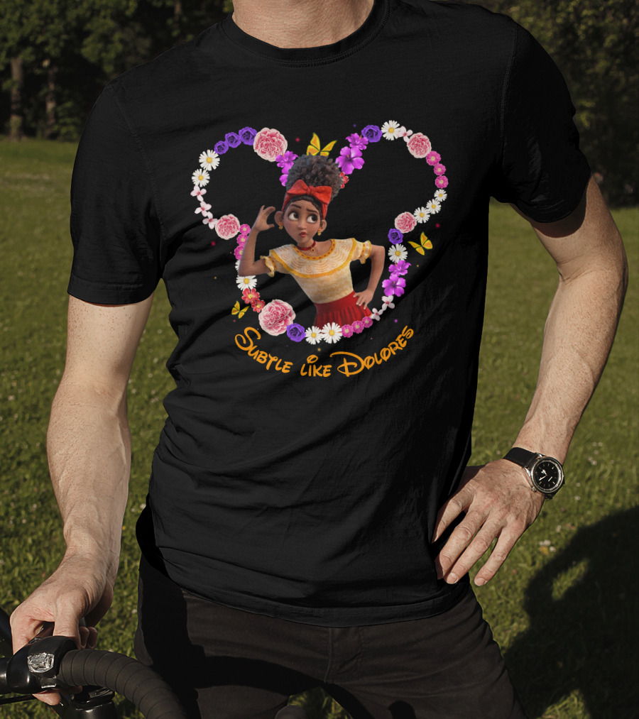 Subtle Like Dolores Floral Heart Frame With Butterflies T-Shirt