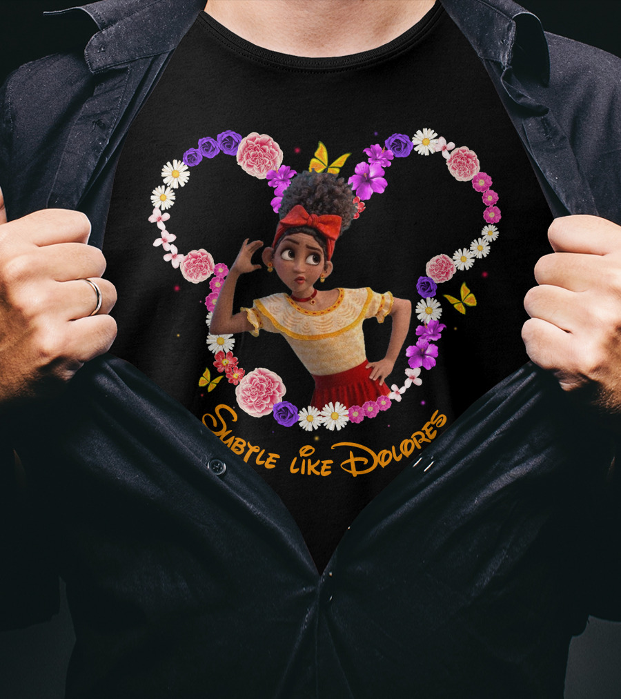 Subtle Like Dolores Floral Heart Frame With Butterflies T-Shirt