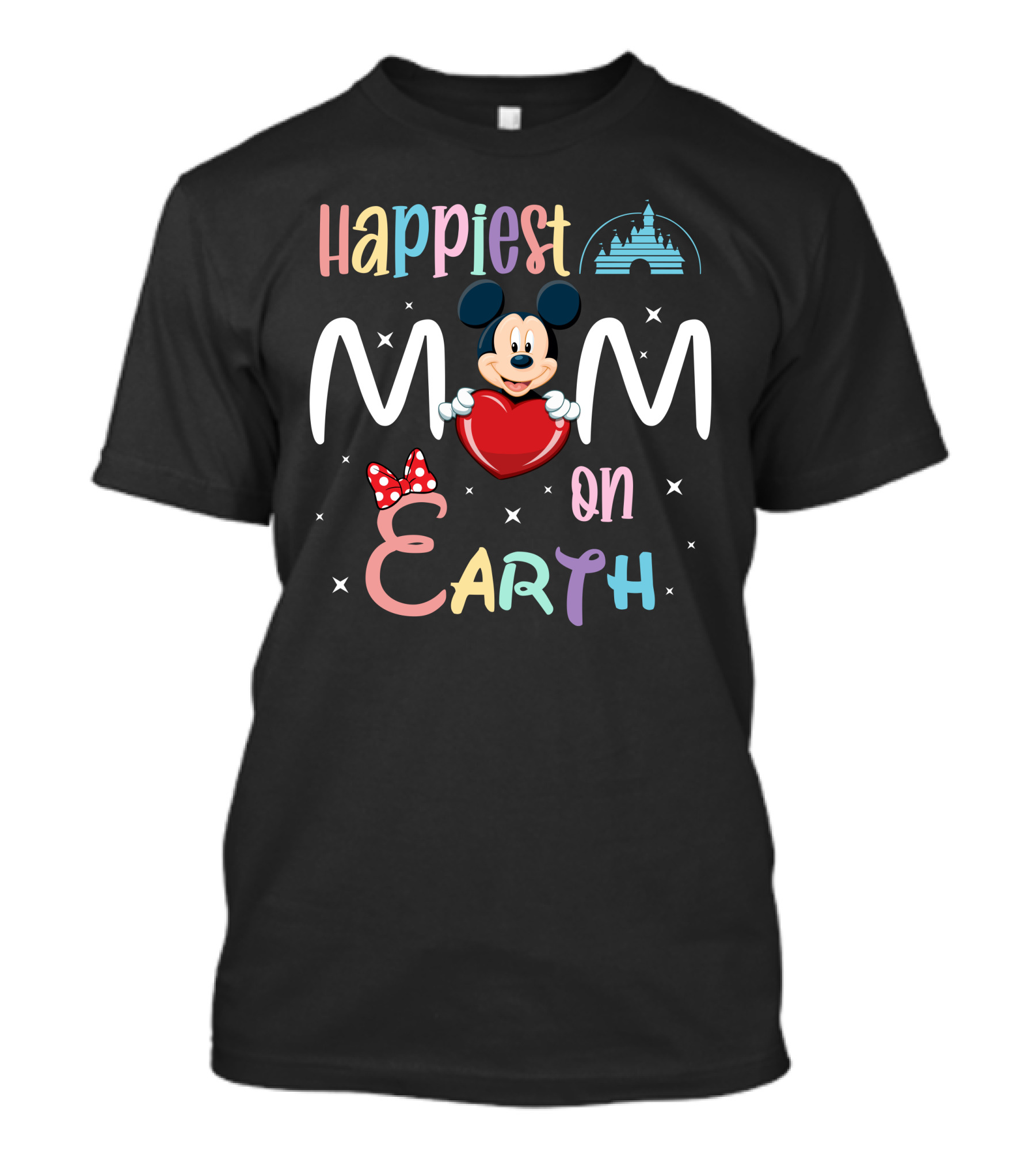 Happiest Mom On Earth Mickey Mouse Heart Disney Castle T-Shirt