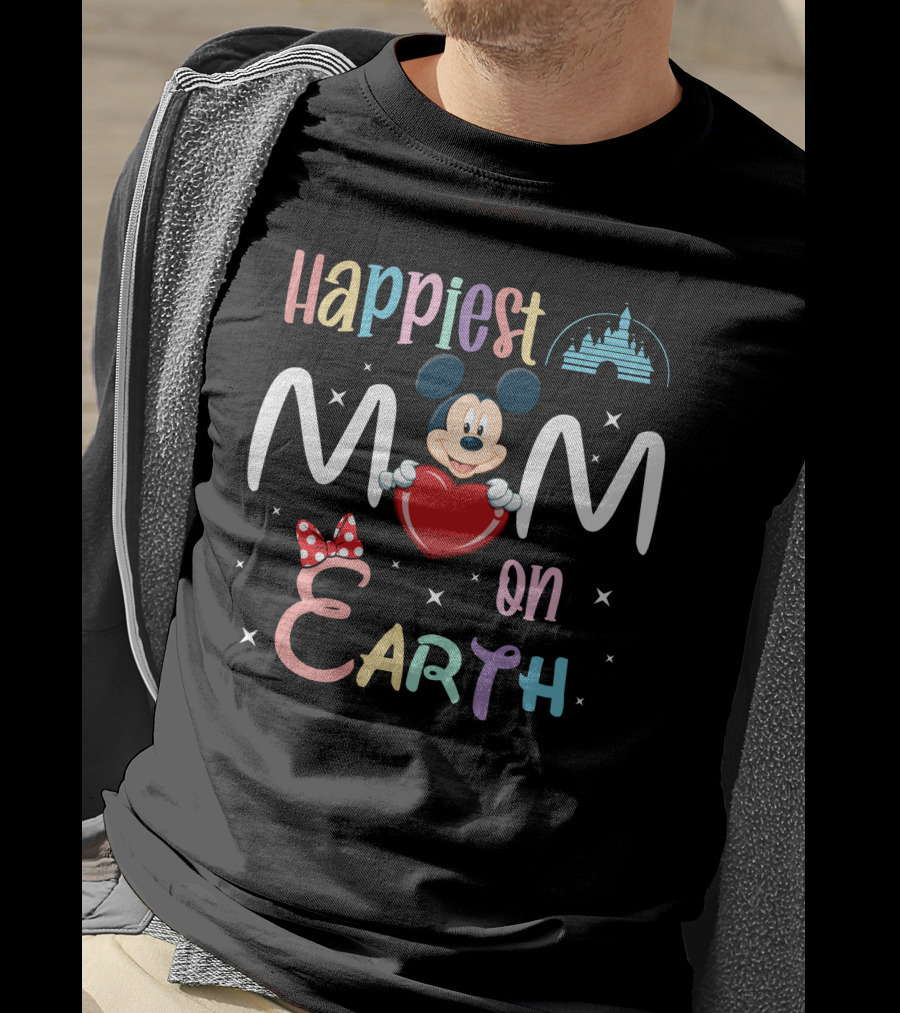 Happiest Mom On Earth Mickey Mouse Heart Disney Castle T-Shirt
