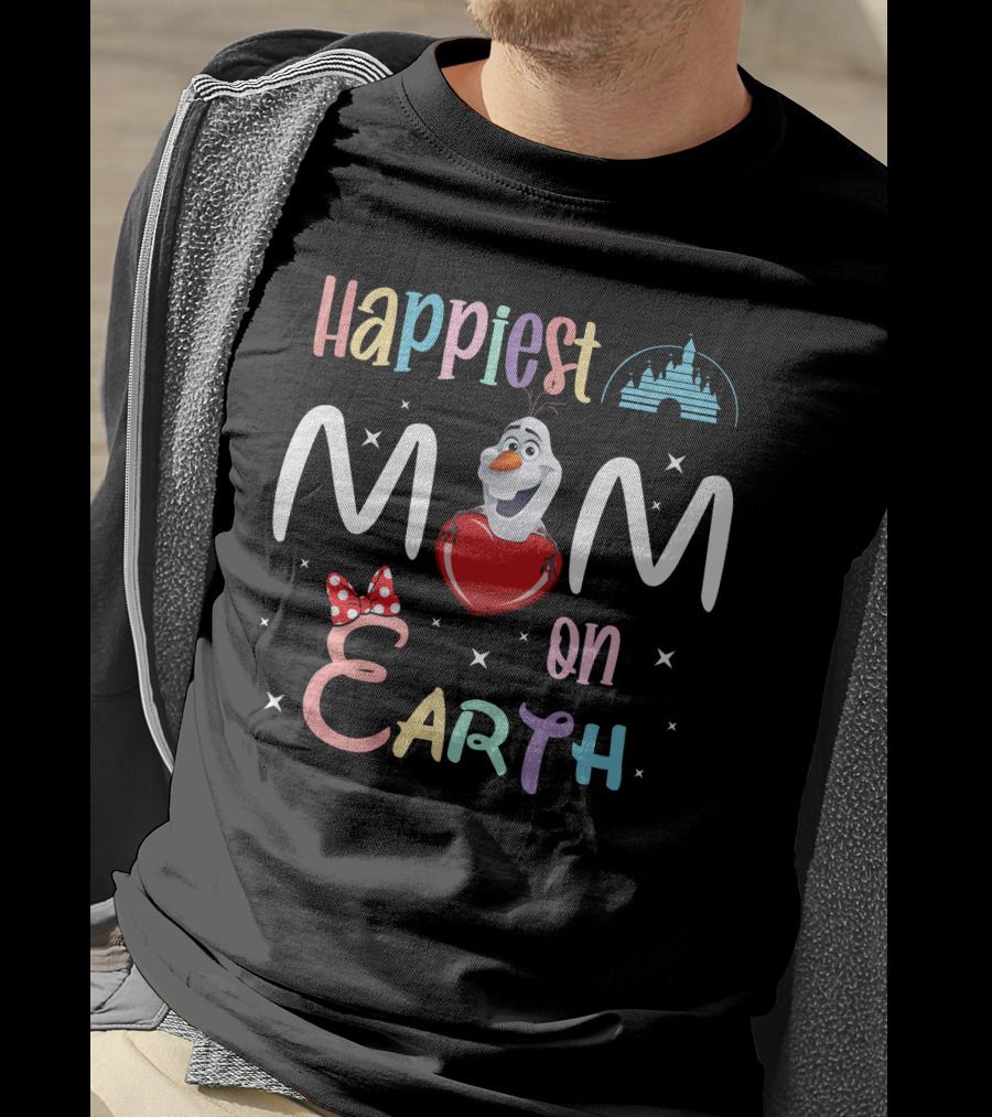 Happiest Mom On Earth Olaf Heart Disney Castle T-Shirt